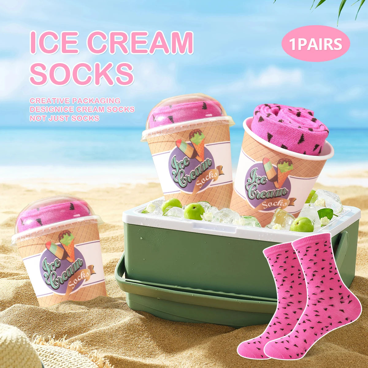 Dragon Fruit Ice Cream Socks