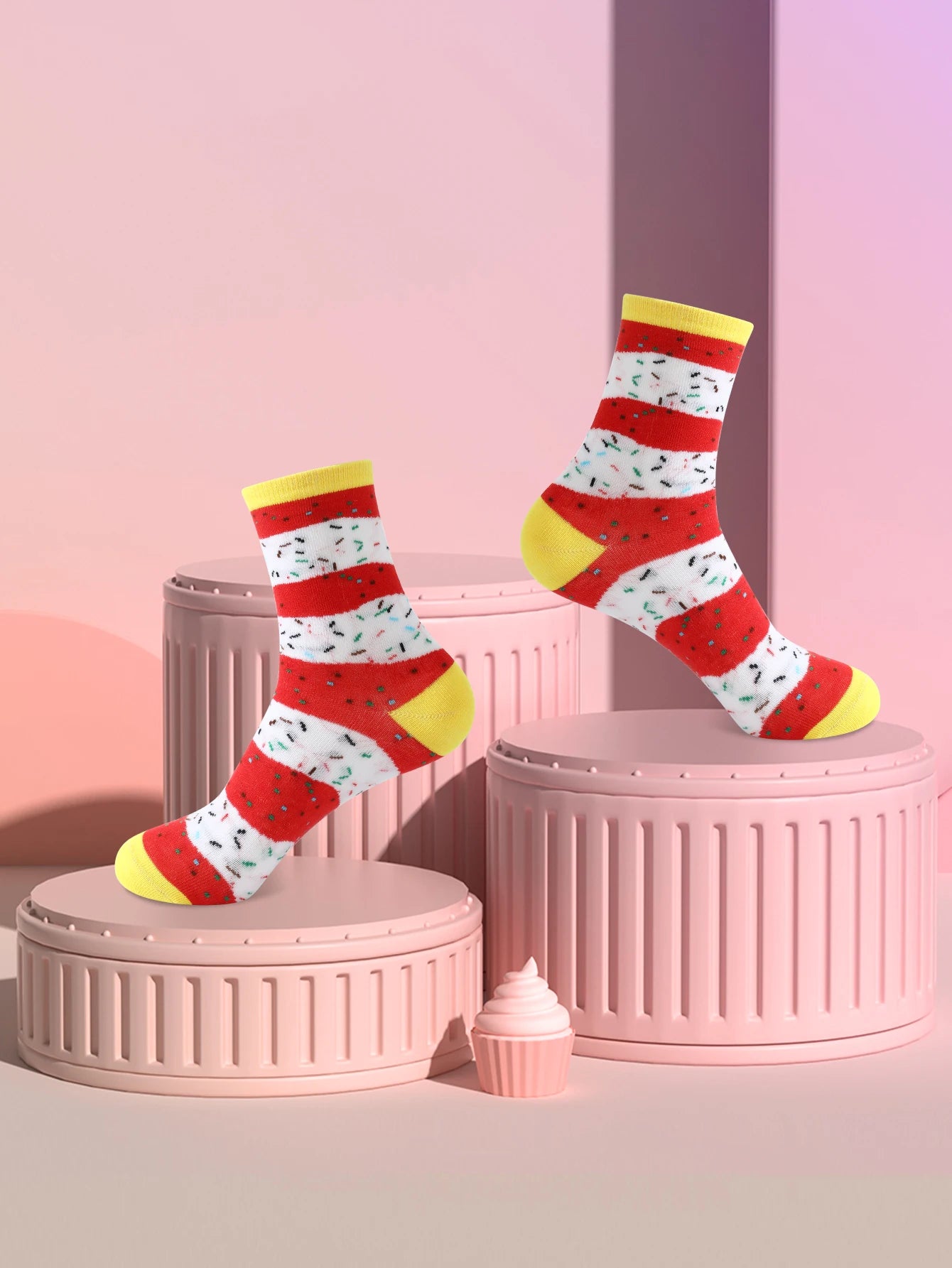 Strawberry and Milk Ice Cream Socks