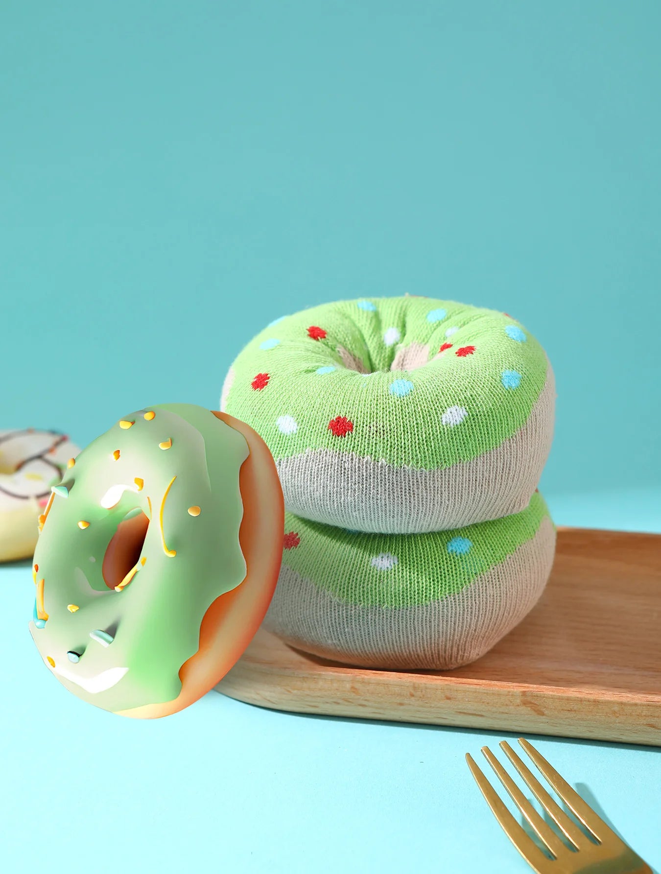 Green Apple Donut Socks