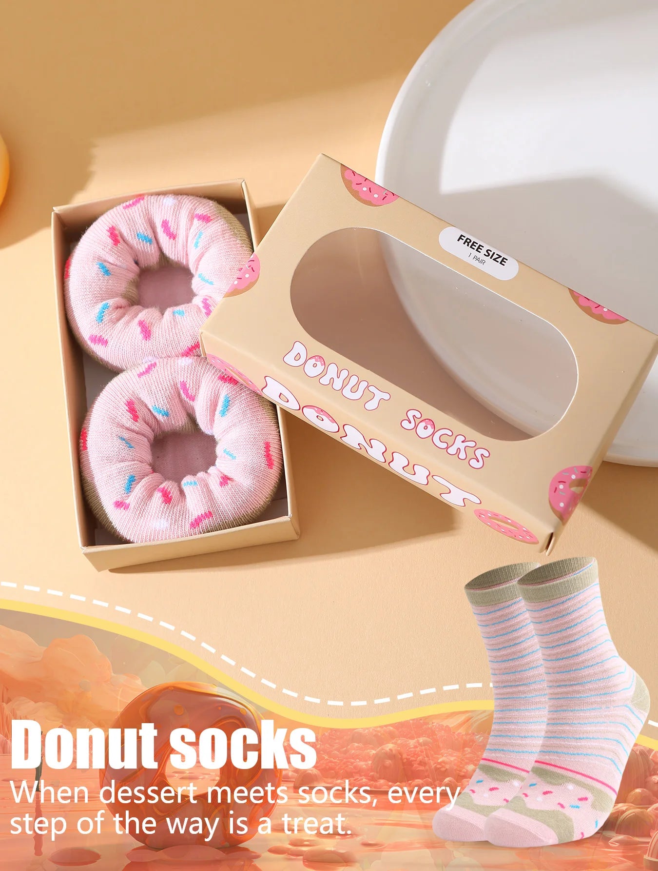 Strawberry & Milk Donut Socks