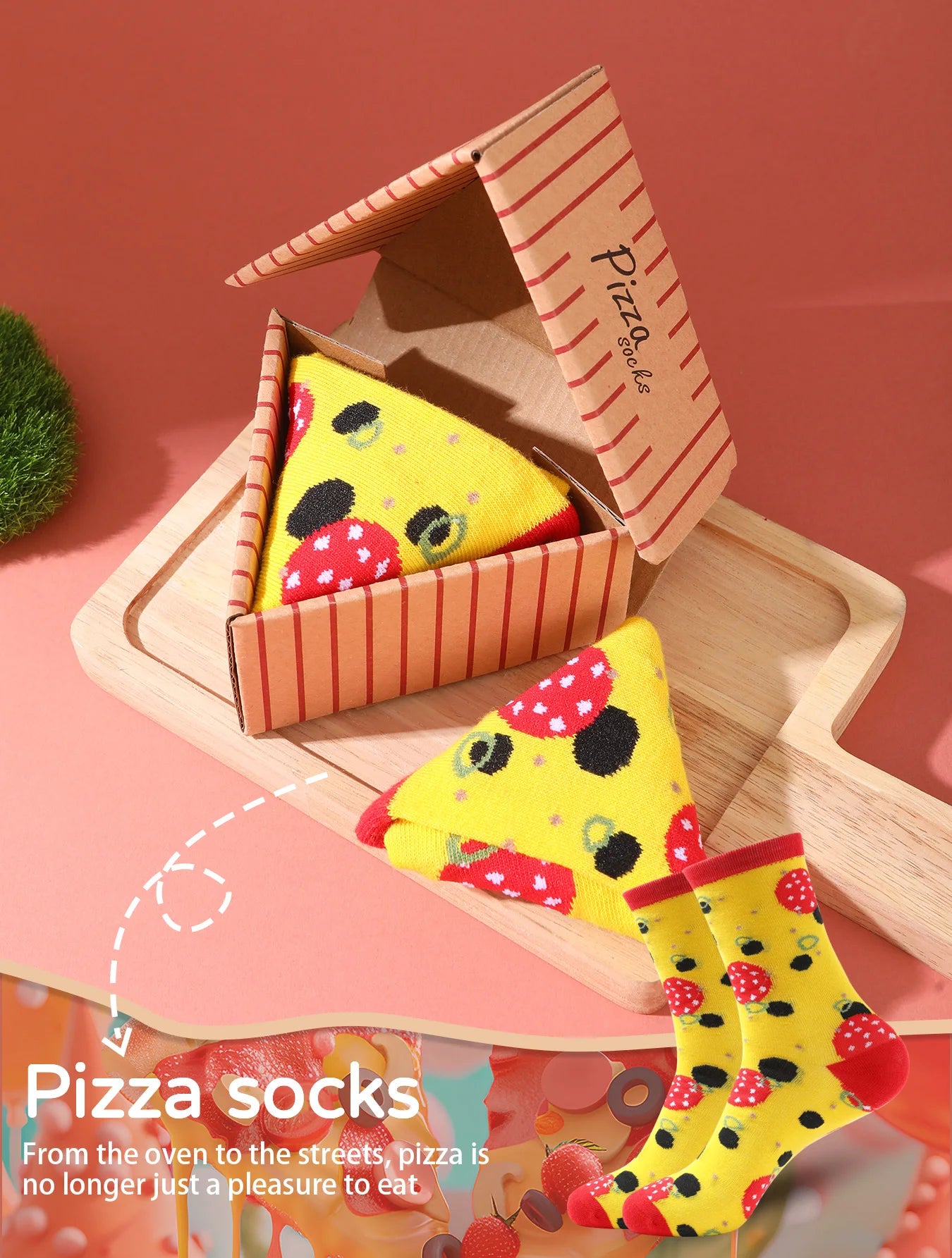 Pepperoni and Olive Pizza Socks