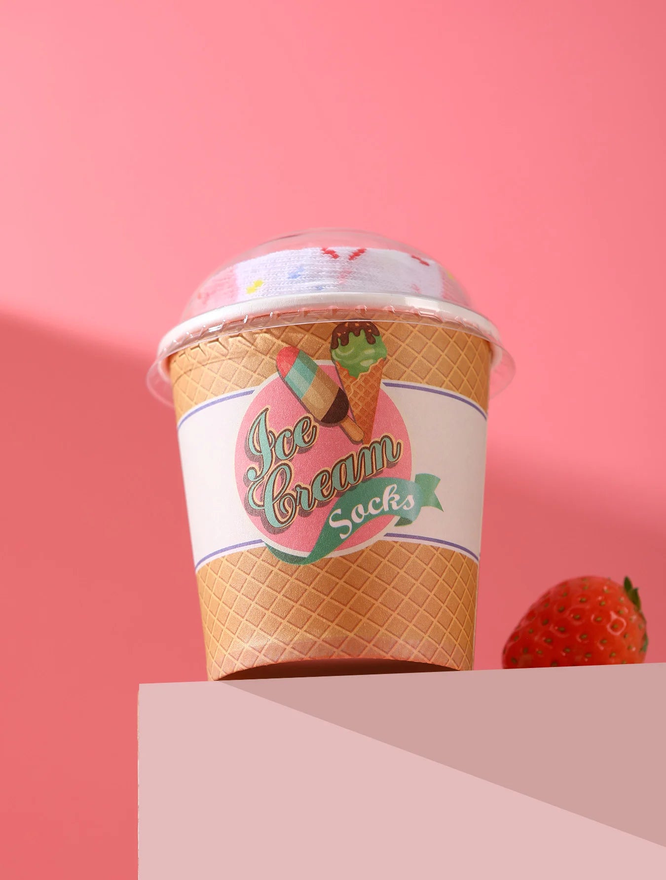 Strawberry and Milk Ice Cream Socks