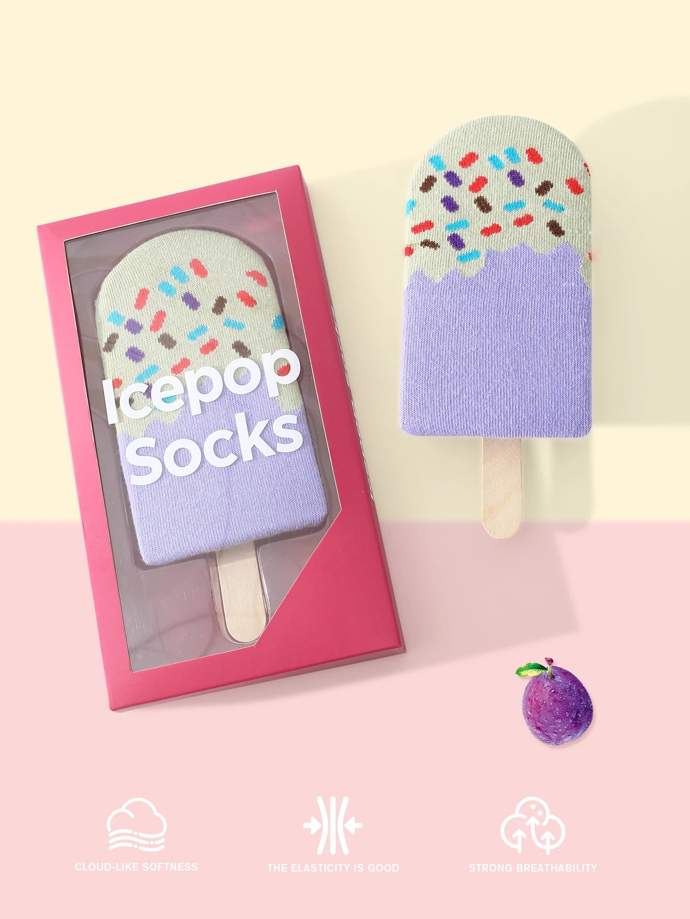 Ice Lolly Sock Cream and Grape