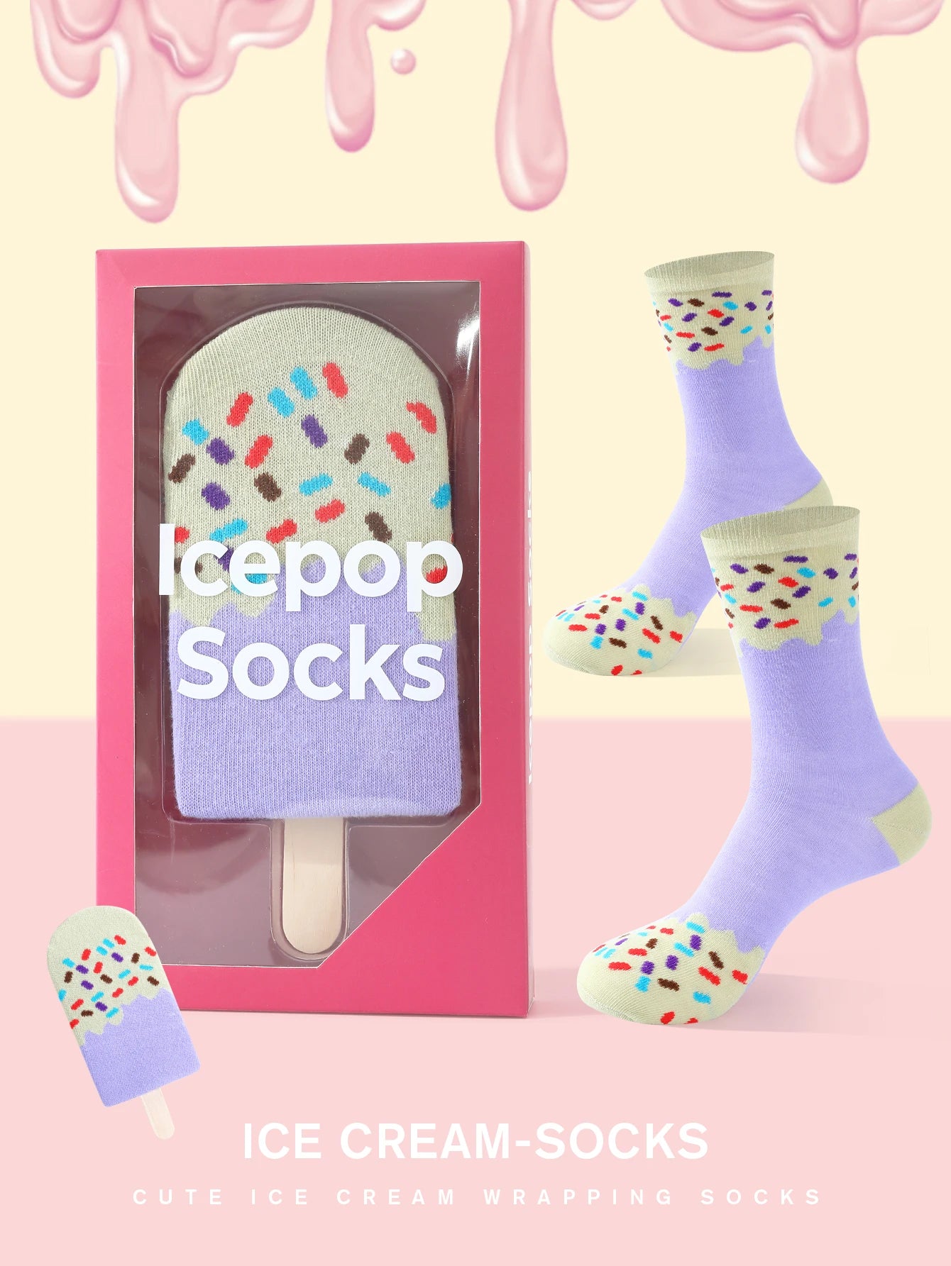 Ice Lolly Sock Cream and Grape