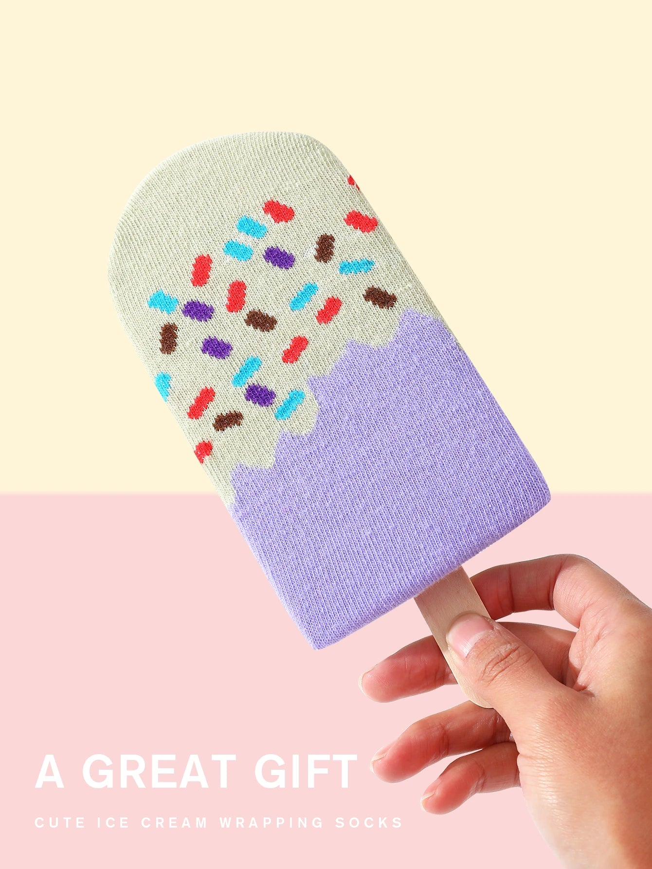 Ice Lolly Sock Cream and Grape