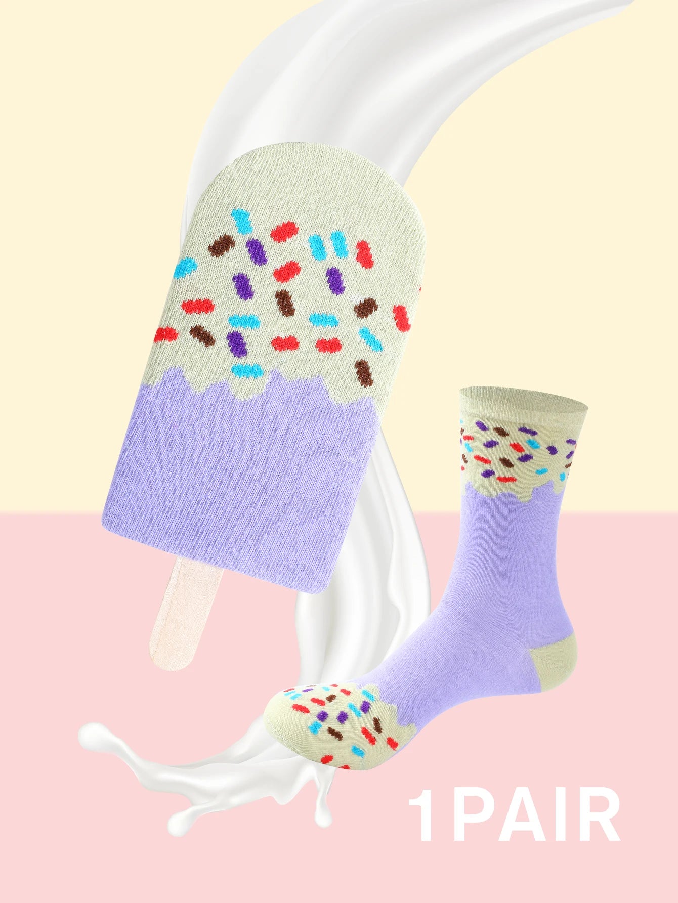 Ice Lolly Sock Cream and Grape