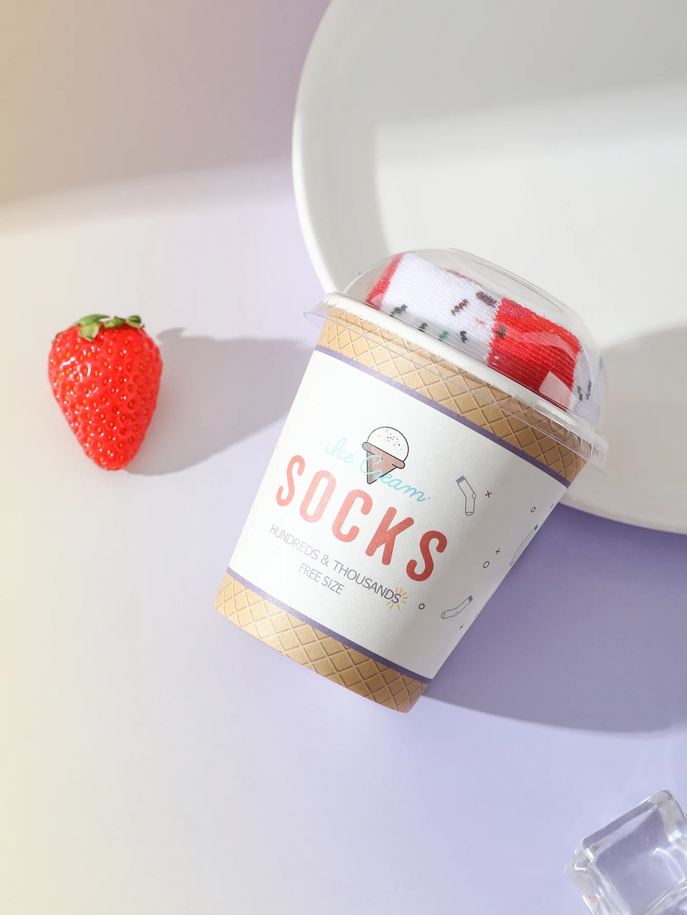 Strawberry and Milk Ice Cream Socks