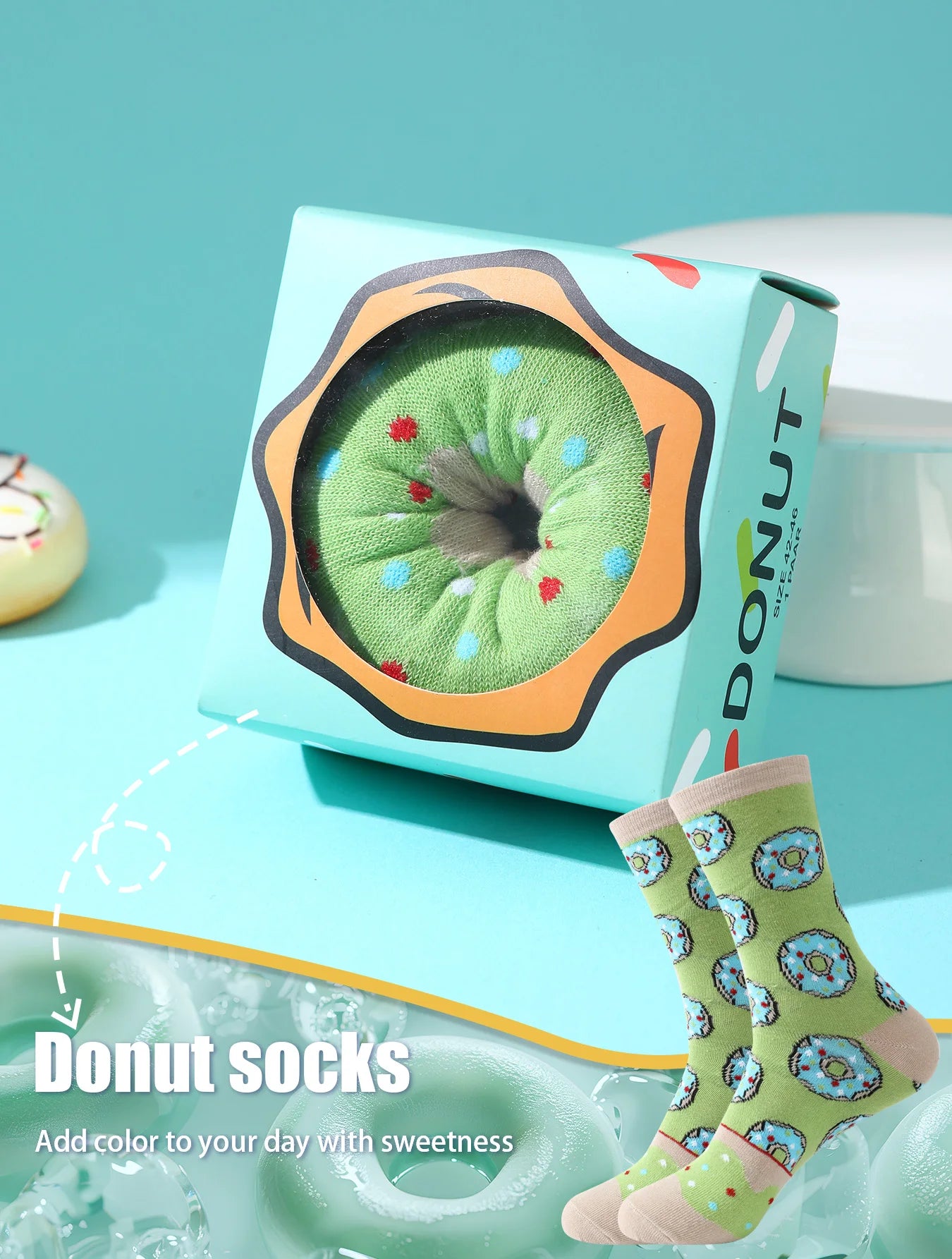 Green Apple Donut Socks