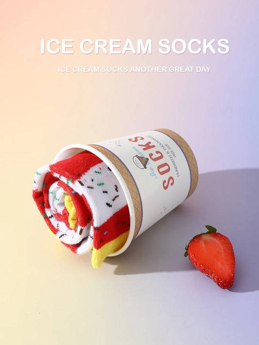 Strawberry and Milk Ice Cream Socks